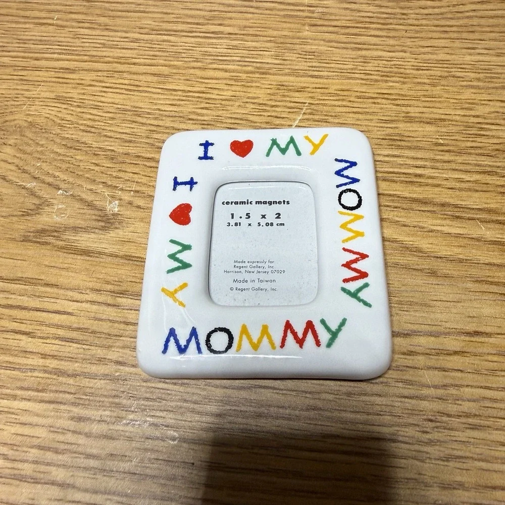 90's I Love My Mommy Picture Frame Home Decor Colorful Ceramic 2x3 VTG